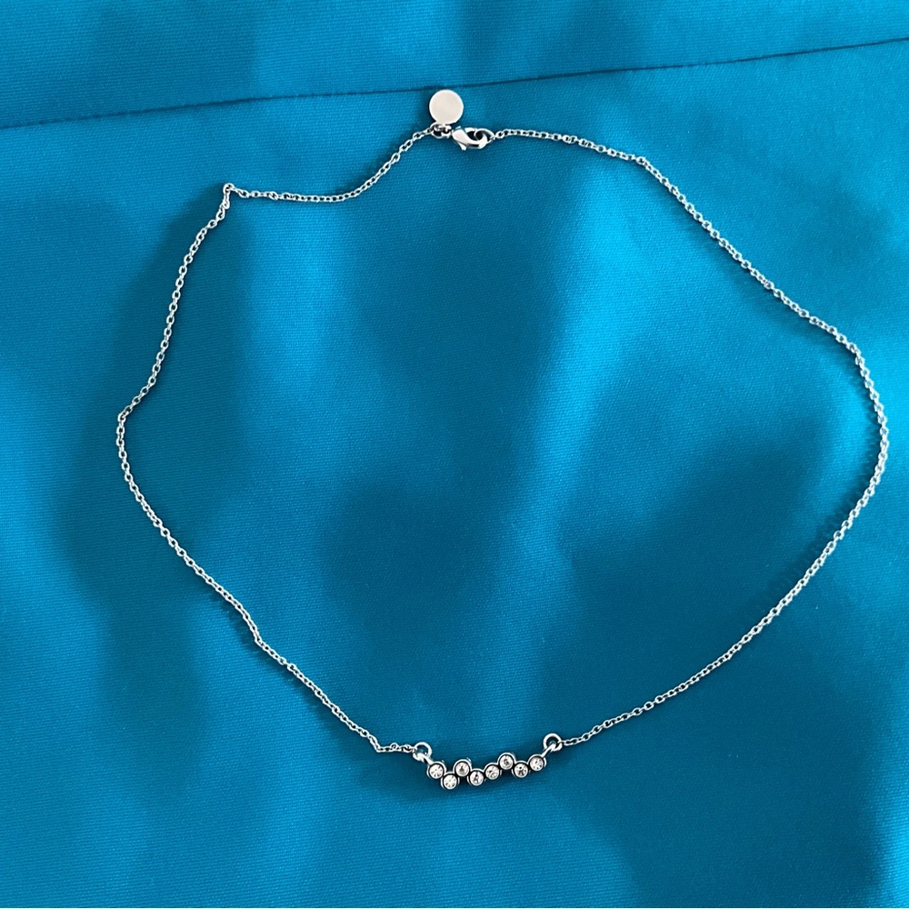 Silver necklace with crystals